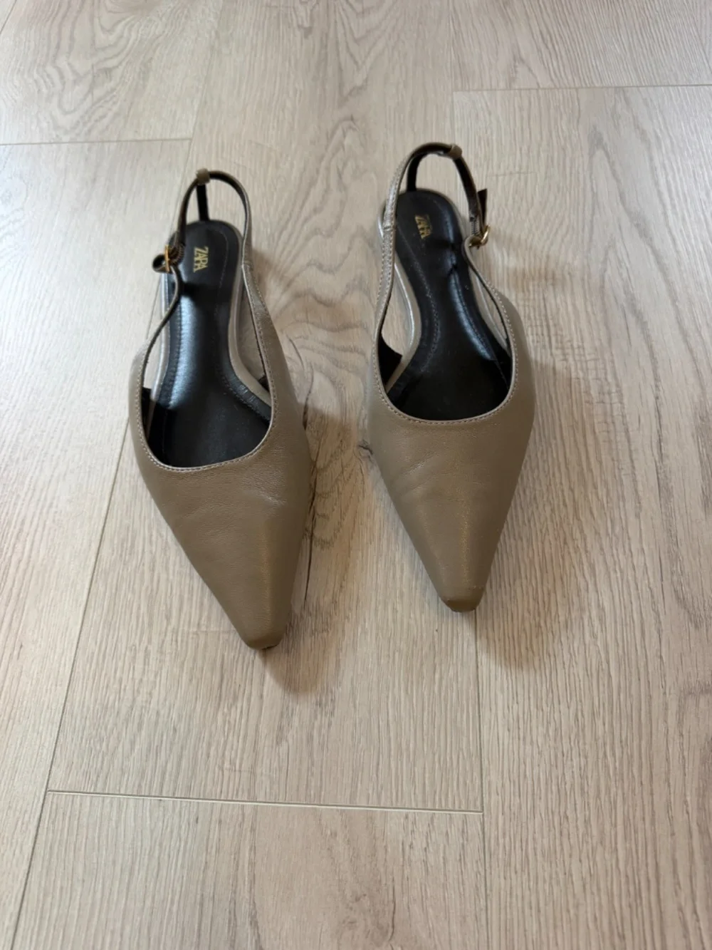 Zara Leather Slingback Shoes Color Tope Size EU 38